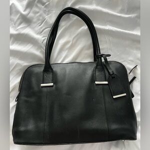 M&S Black leather laptop bag